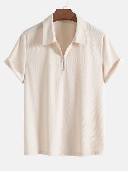 Stretch Corduroy Zip Polo Shirt-Mitchell Shoes