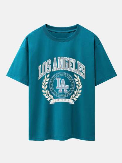 Los Angeles Varsity Print Heavy Weight Oversize T-Shirt-Mitchell Shoes