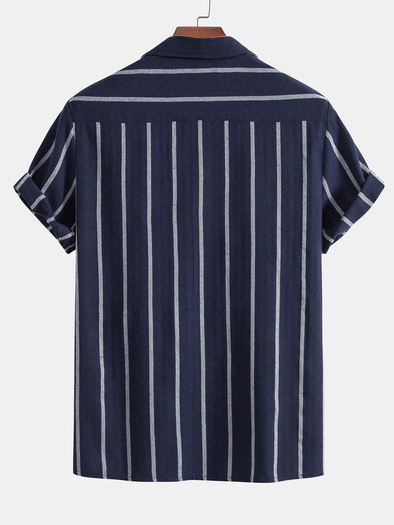 Cotton Blend Striped Cuban Shirt-Mitchell Shoes