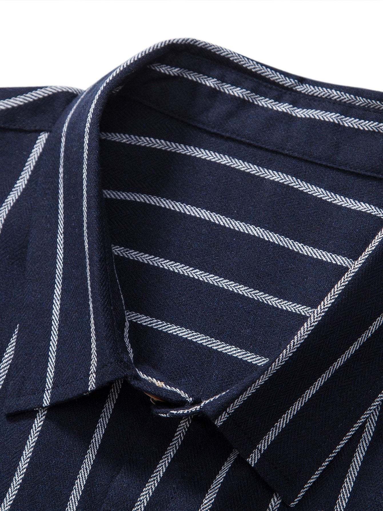 Cotton Blend Striped Button Up Shirt-Mitchell Shoes