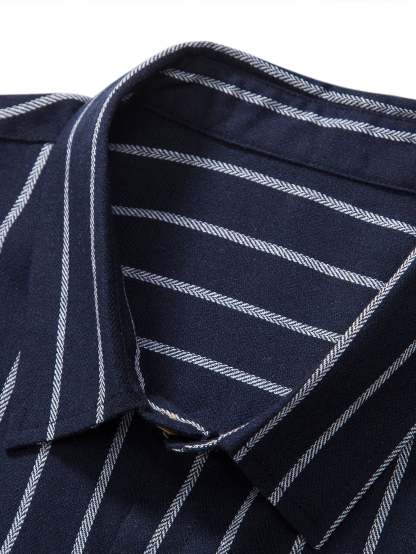 Cotton Blend Striped Button Up Shirt-Mitchell Shoes