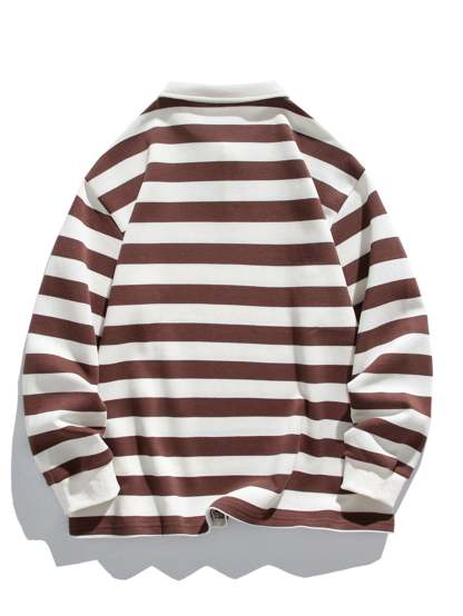 Relax Fit Waffle Striped Polo Sweatshirt-Mitchell Shoes