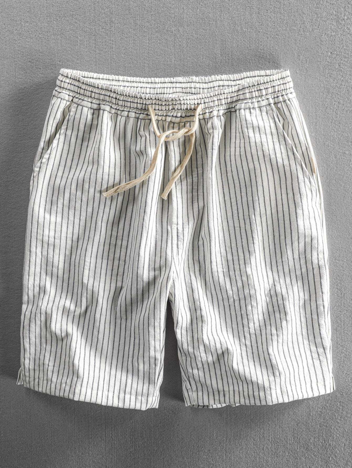 Cotton Drawstring Striped Shorts-Mitchell Shoes
