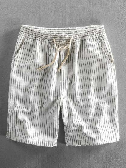 Cotton Drawstring Striped Shorts-Mitchell Shoes
