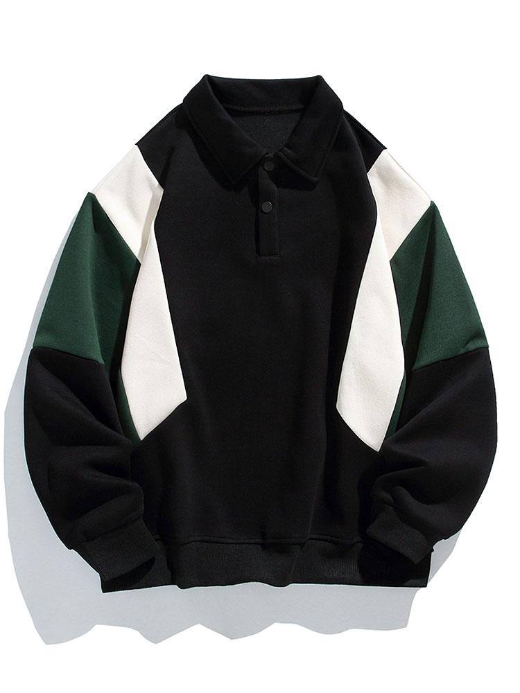 Relax Fit Color Block Polo Sweatshirt-Mitchell Shoes