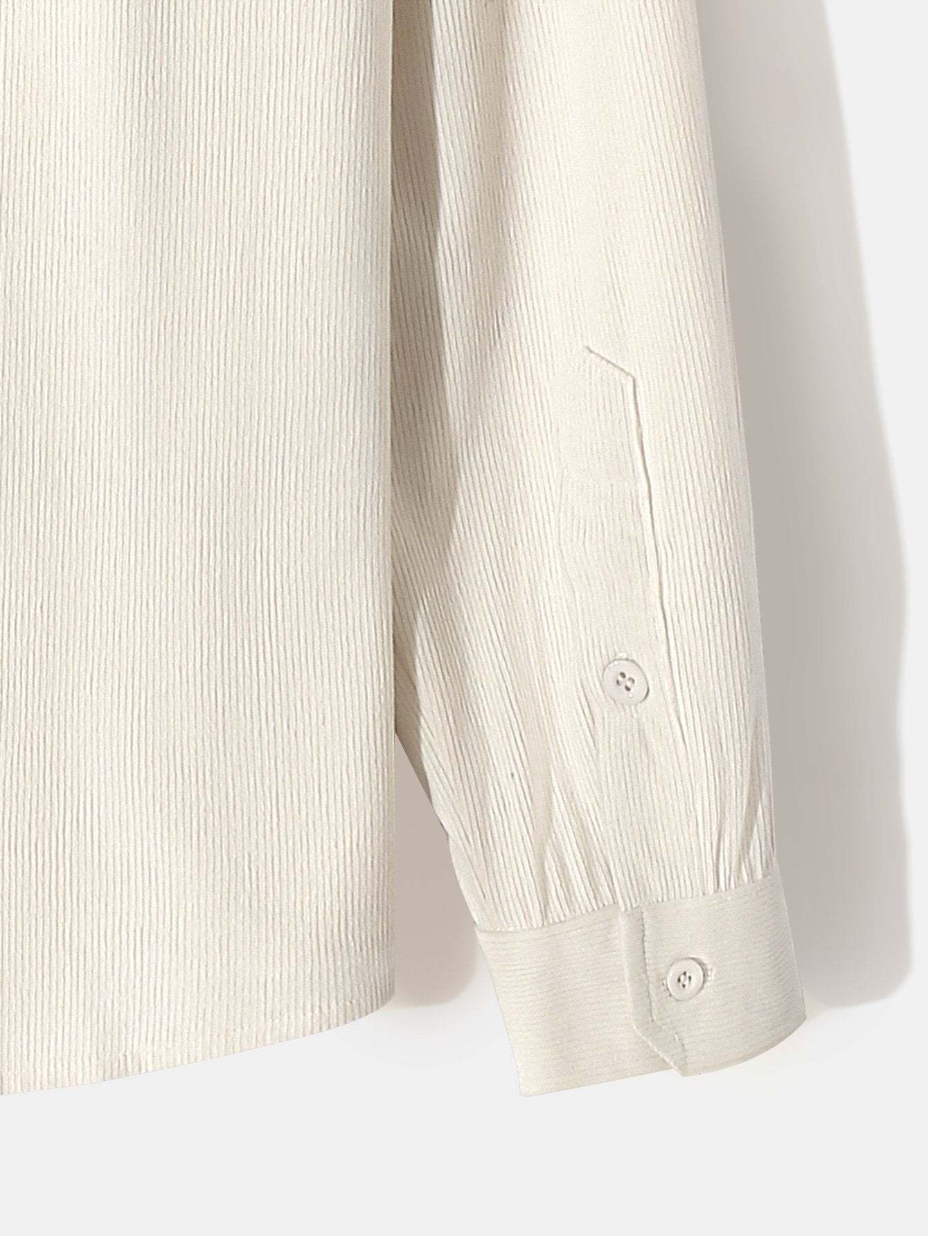 Long Sleeve Stand Collar Corduroy Shirt-Mitchell Shoes