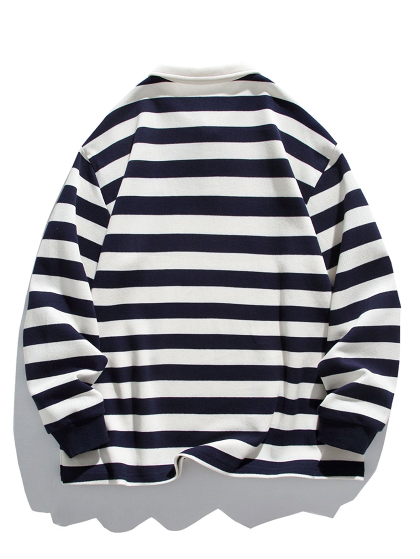 Relax Fit Waffle Striped Polo Sweatshirt-Mitchell Shoes