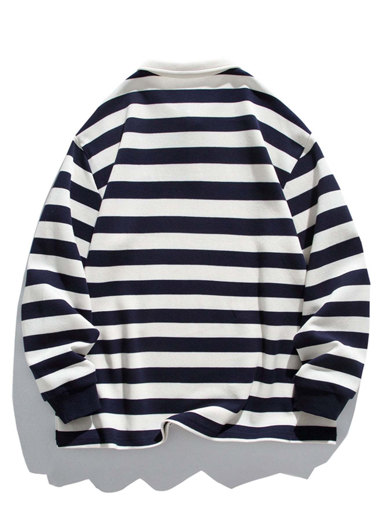 Relax Fit Waffle Striped Polo Sweatshirt-Mitchell Shoes