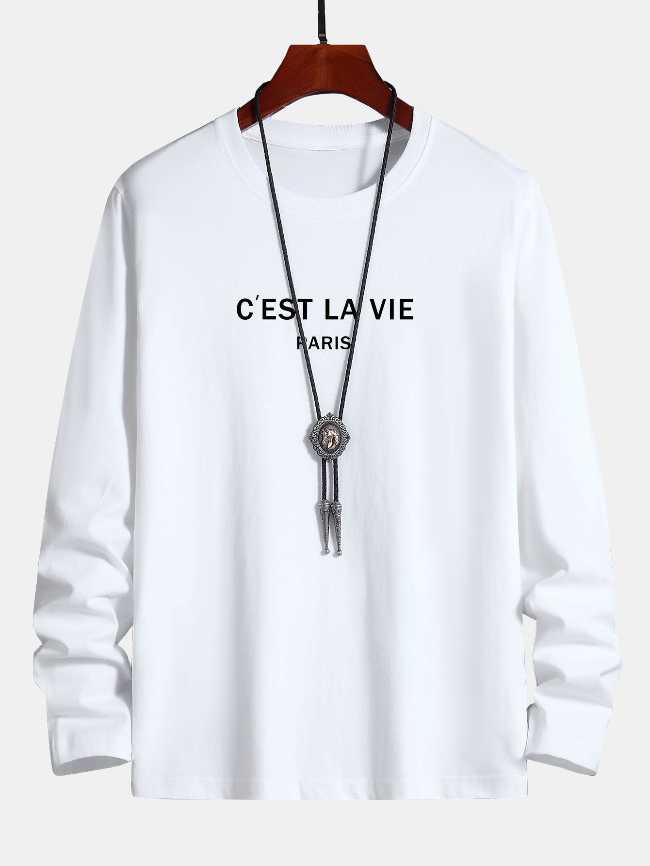 Long Sleeve Paris Print Cotton T-Shirt-Mitchell Shoes