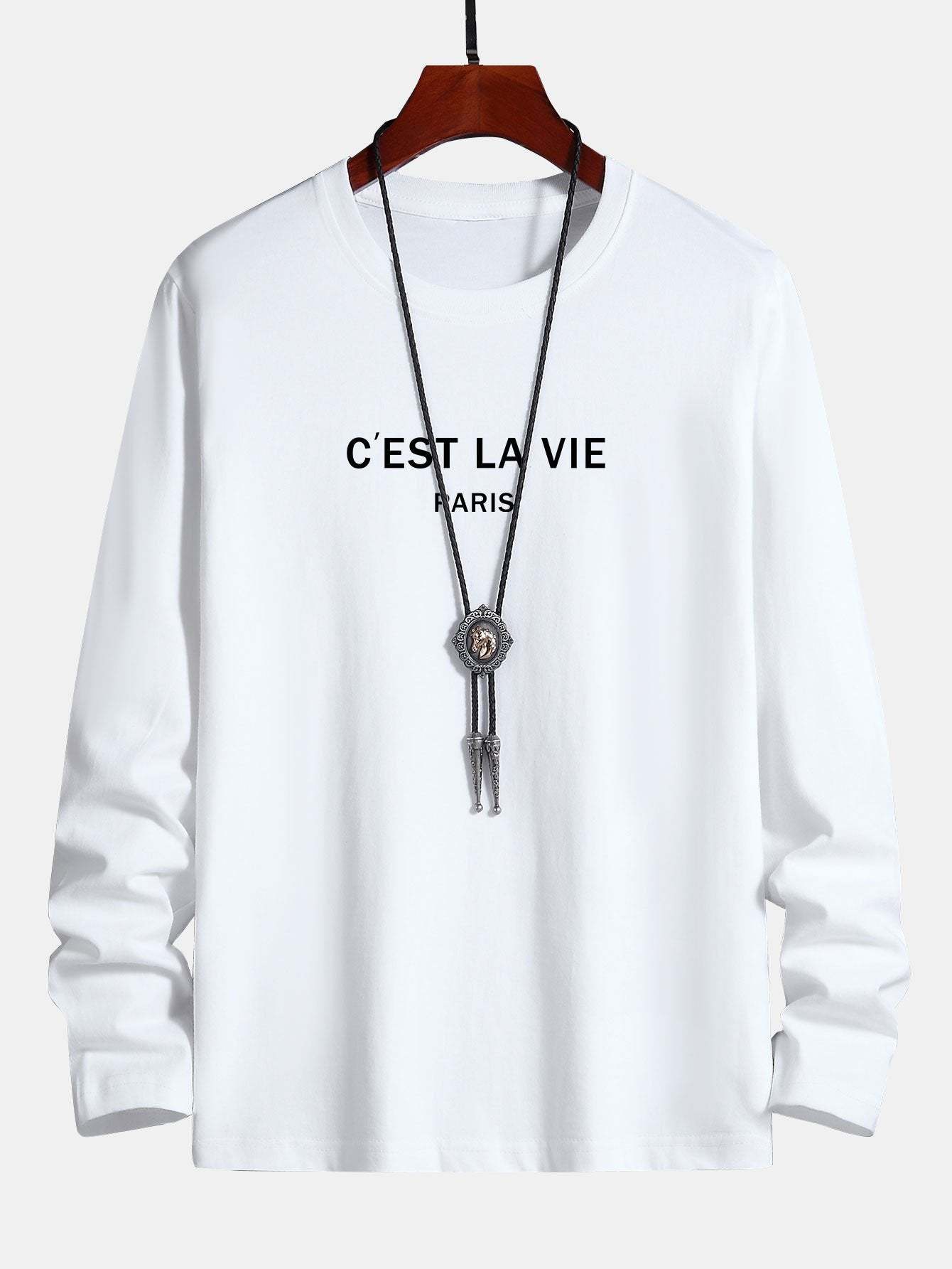 Long Sleeve Paris Print Cotton T-Shirt-Mitchell Shoes