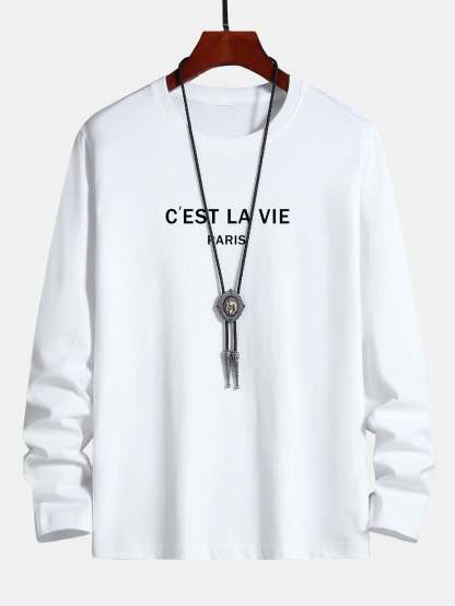 Long Sleeve Paris Print Cotton T-Shirt-Mitchell Shoes