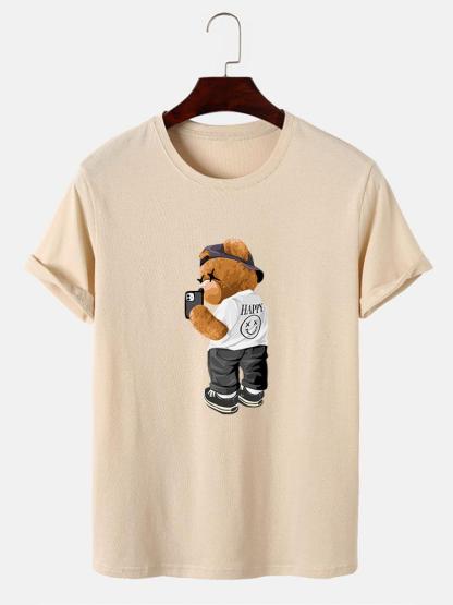 Selfie Bear Print Print T-Shirt-Mitchell Shoes