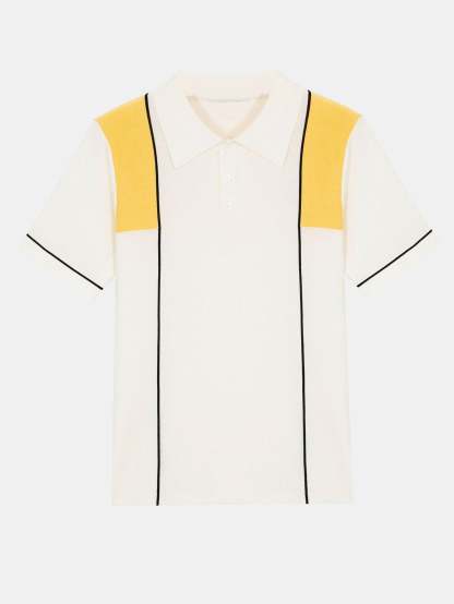 Striped Color Block Short Sleeve Sweater Polo-Mitchell Shoes