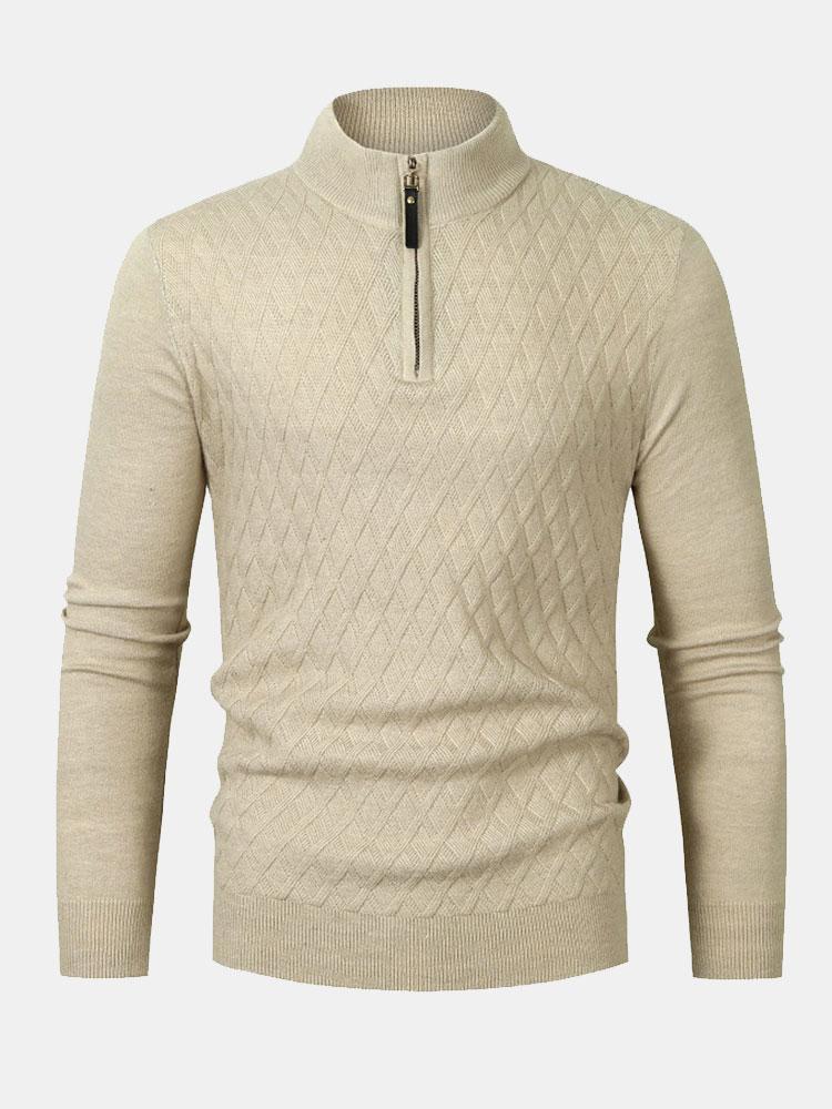 Diamond Mock Neck Quarter Zip Sweater-Mitchell Shoes