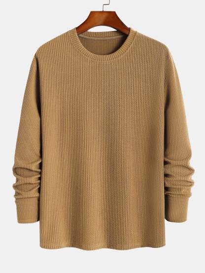 Long Sleeved Muscle Fit Ribbed T-Shirt-Mitchell Shoes