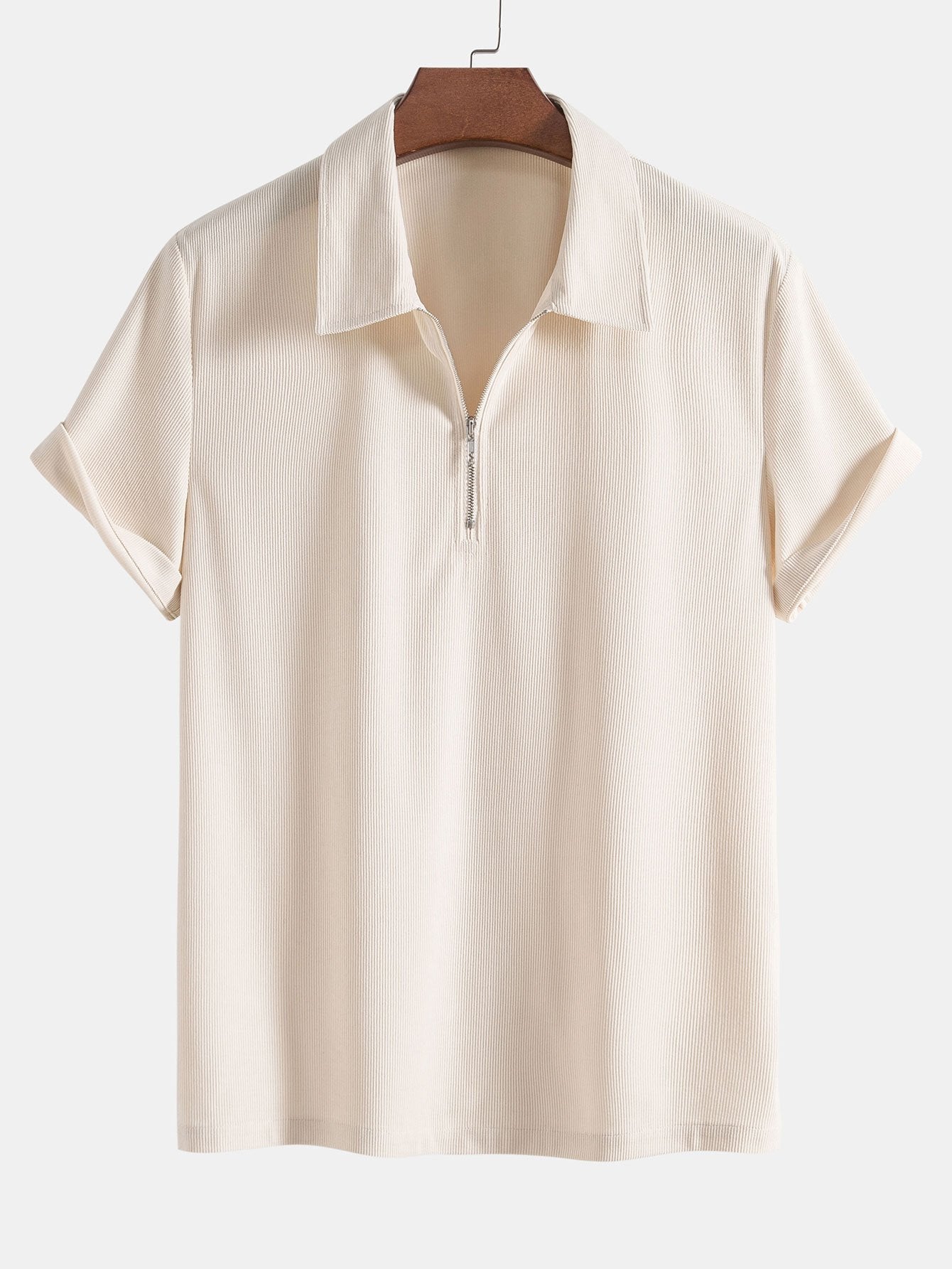 Stretch Corduroy Zip Polo Shirt & Corduroy Shorts-Mitchell Shoes