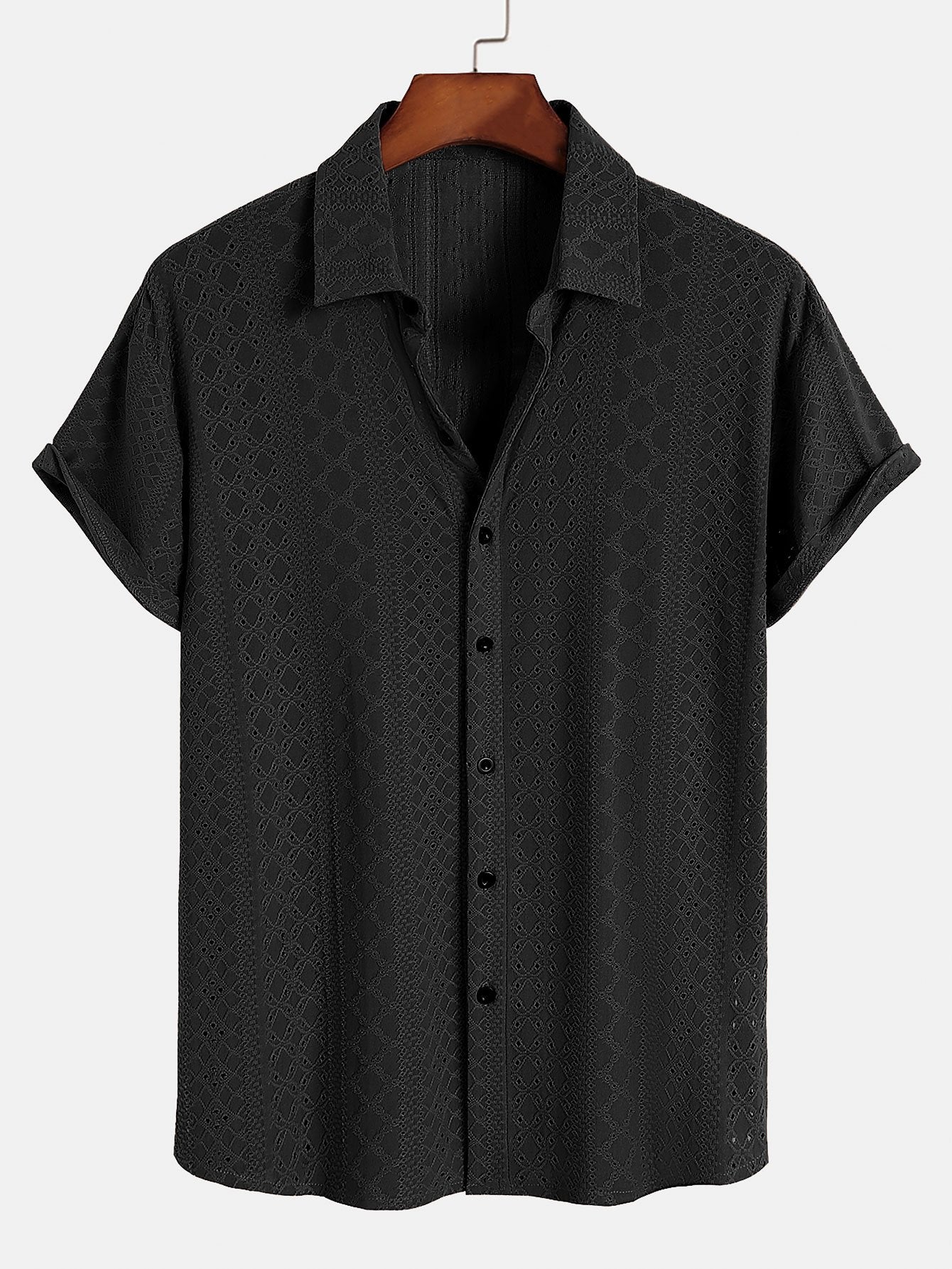 Jacquard Textured Button Up Shirt-Mitchell Shoes