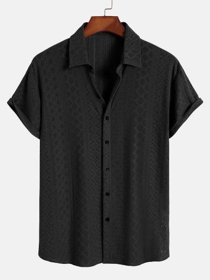 Jacquard Textured Button Up Shirt-Mitchell Shoes