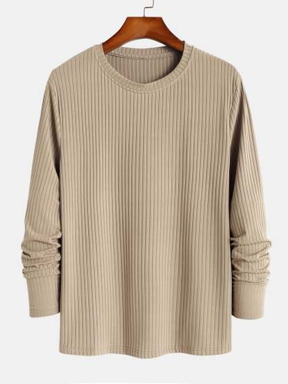 Muscle Fit Long Sleeved Ribbed T-Shirt-Mitchell Shoes