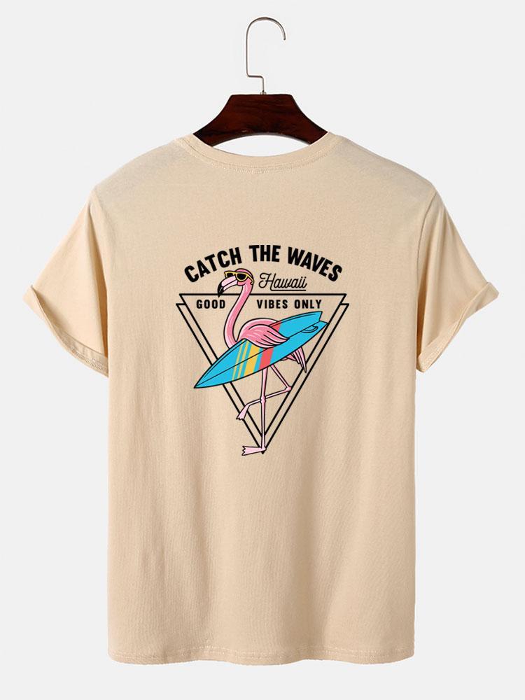 Surf Flamingo Print T-Shirt-Mitchell Shoes
