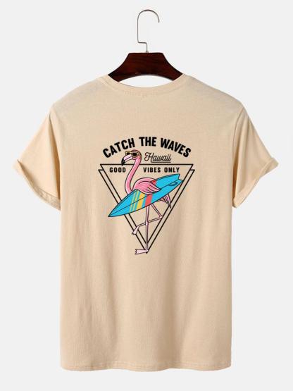 Surf Flamingo Print T-Shirt-Mitchell Shoes