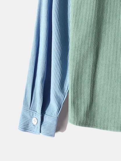 Long Sleeve Two Tone Corduroy Overshirt-Mitchell Shoes