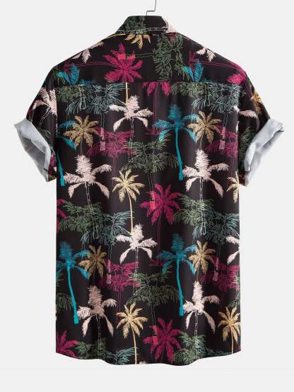 Palm Tree Print Button Up Shirt & Swim Shorts-Mitchell Shoes
