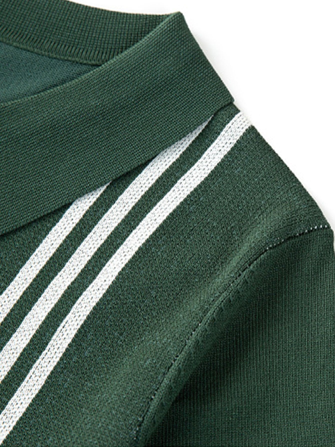 Striped Frame Short Sleeve Sweater Polo-Mitchell Shoes
