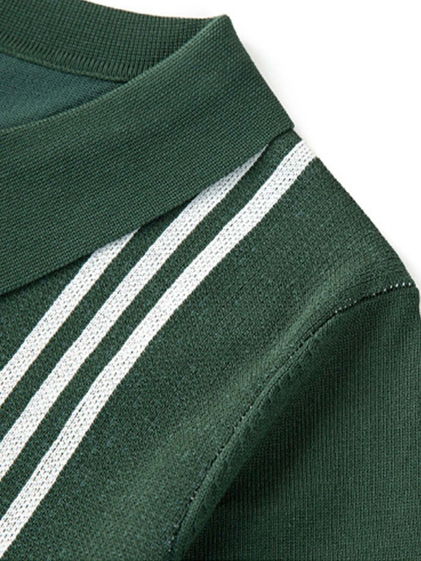 Striped Frame Short Sleeve Sweater Polo-Mitchell Shoes