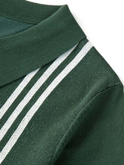 Striped Frame Short Sleeve Sweater Polo-Mitchell Shoes