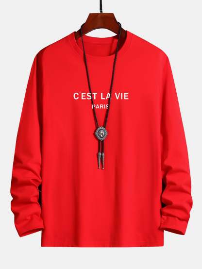 Long Sleeve Paris Print Cotton T-Shirt-Mitchell Shoes