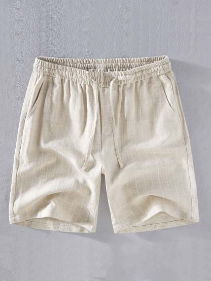 Linen Cotton Blend  Striped Shorts-Mitchell Shoes