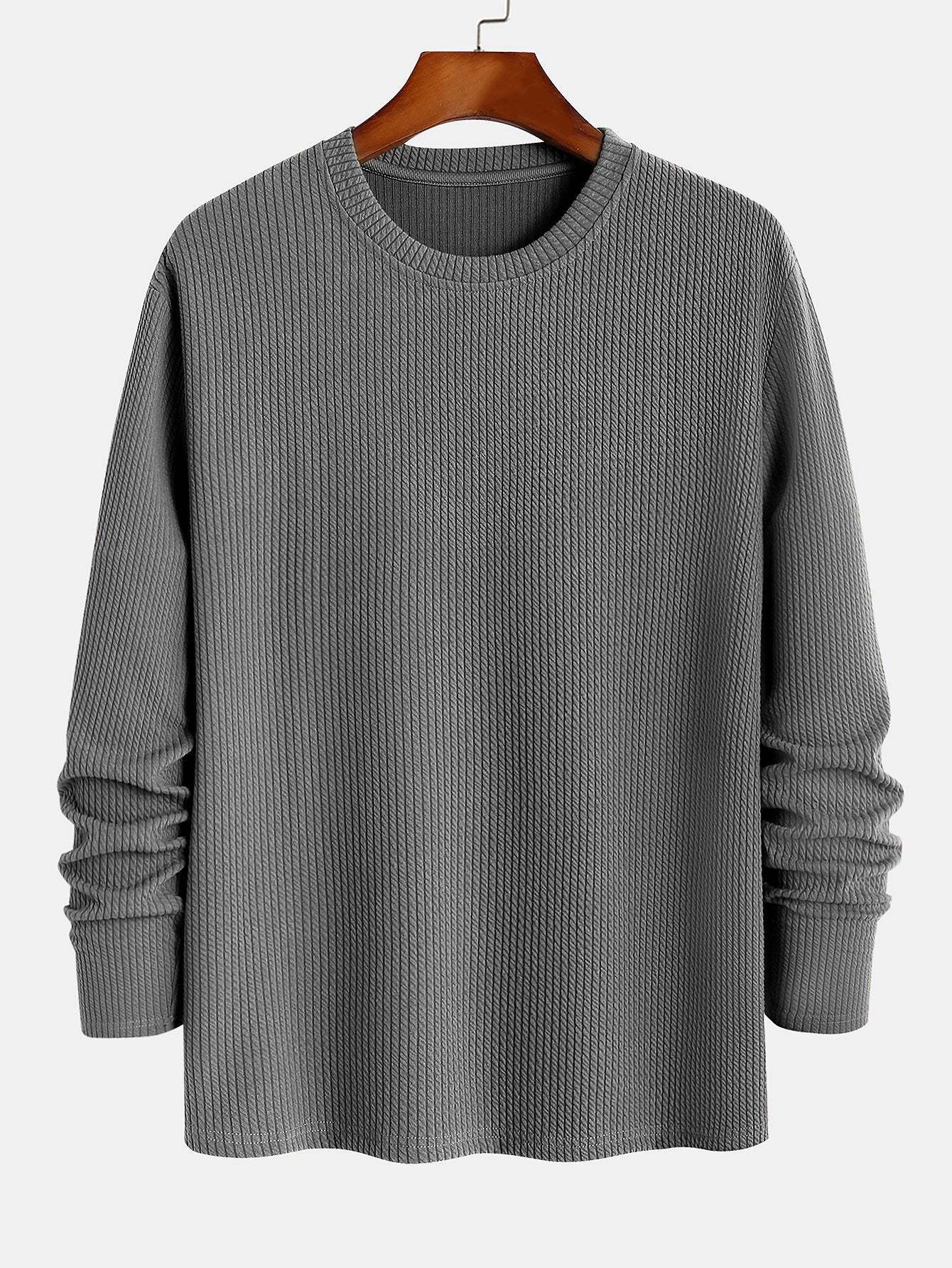 Long Sleeved Muscle Fit Ribbed T-Shirt-Mitchell Shoes