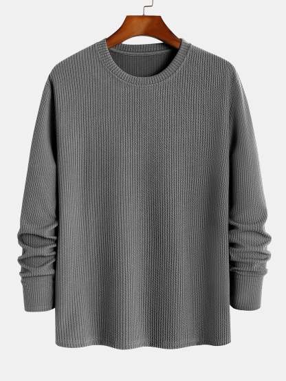 Long Sleeved Muscle Fit Ribbed T-Shirt-Mitchell Shoes
