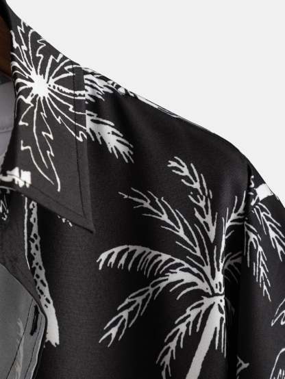 Palm Tree Print Button Up Shirt-Mitchell Shoes