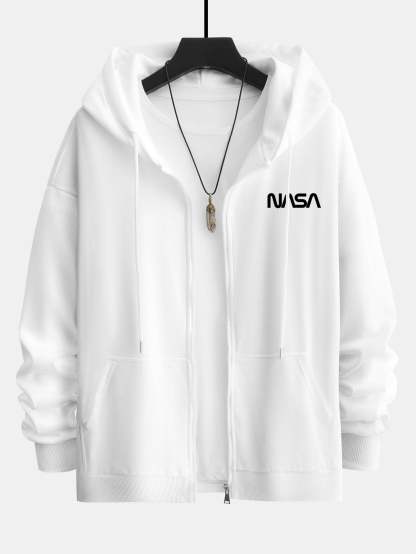 NASA Print Relax Fit Zip Hoodie-Mitchell Shoes