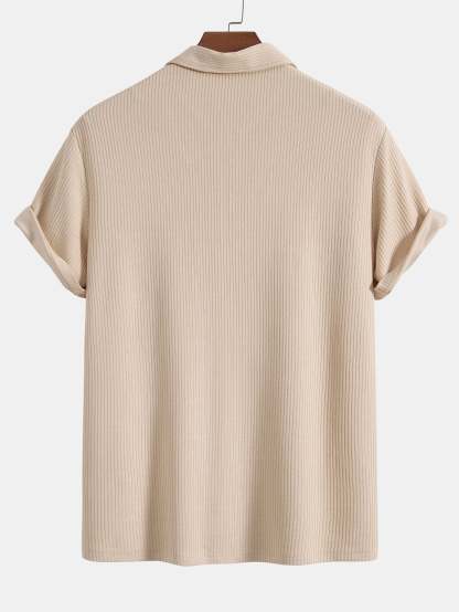 Knitted Ribbed Zip Polo & Shorts-Mitchell Shoes