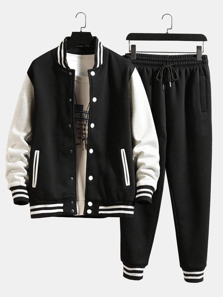 Contrast Baseball Jacket & Jogger Pants-Mitchell Shoes