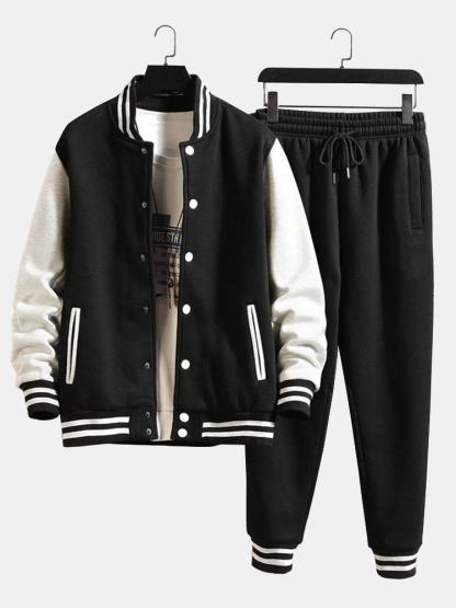 Contrast Baseball Jacket & Jogger Pants-Mitchell Shoes