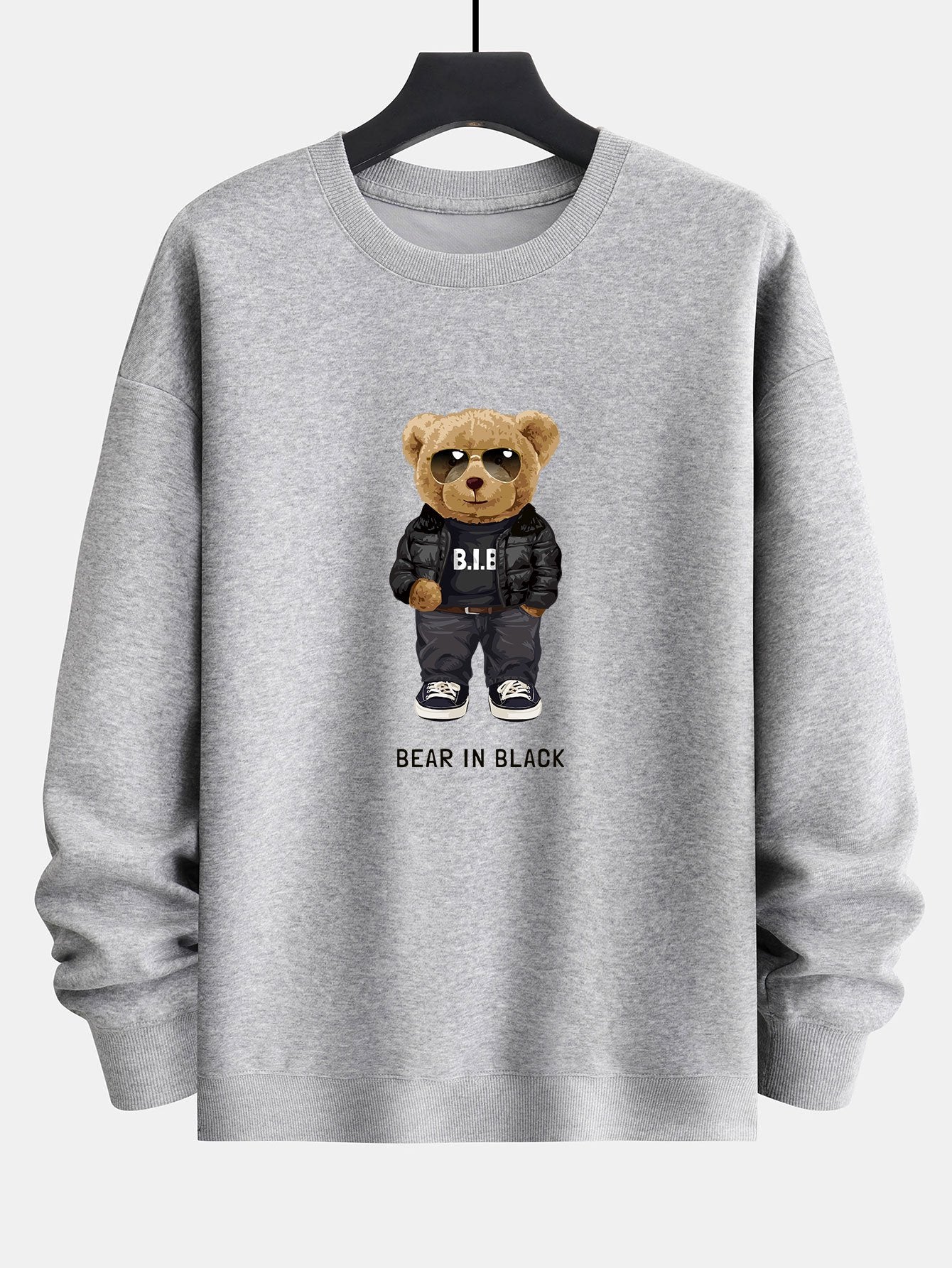 Bear In Black Print Relax Fit Sweatshirt-Mitchell Shoes