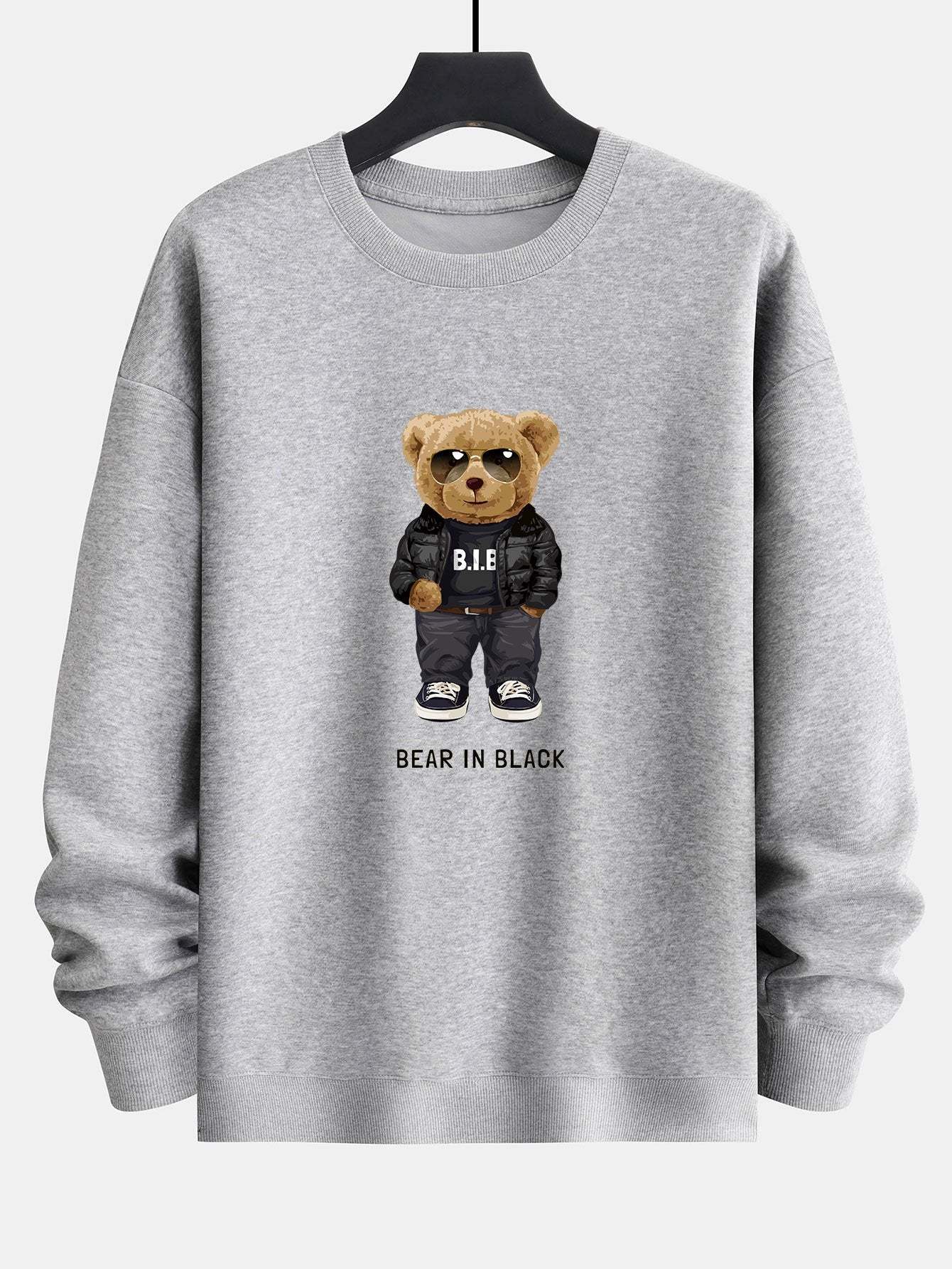 Bear In Black Print Relax Fit Sweatshirt-Mitchell Shoes