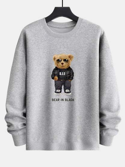 Bear In Black Print Relax Fit Sweatshirt-Mitchell Shoes