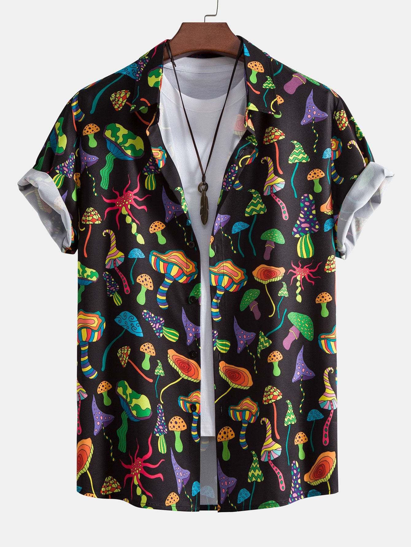 Psychedelic Mushroom Print Button Up Shirt-Mitchell Shoes