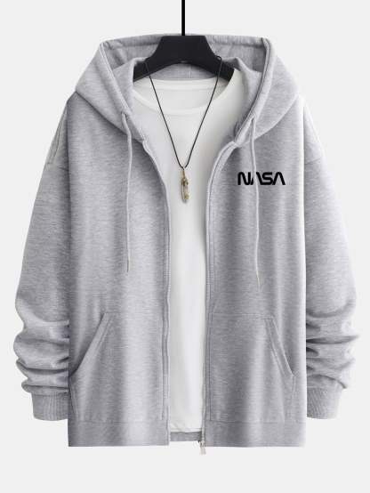 NASA Print Relax Fit Zip Hoodie-Mitchell Shoes