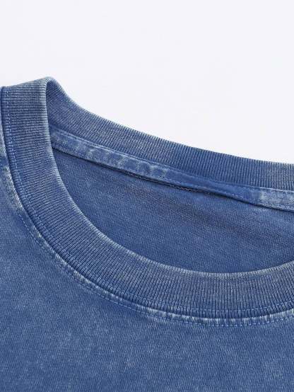 Los Angeles Gothic Print Washed Distressed Drop Shoulder T-Shirt-Mitchell Shoes