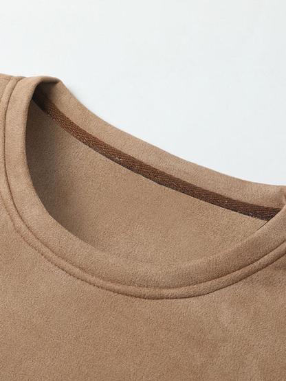 2 In 1 Faux Suede Crew Neck Sweatshirt-Mitchell Shoes