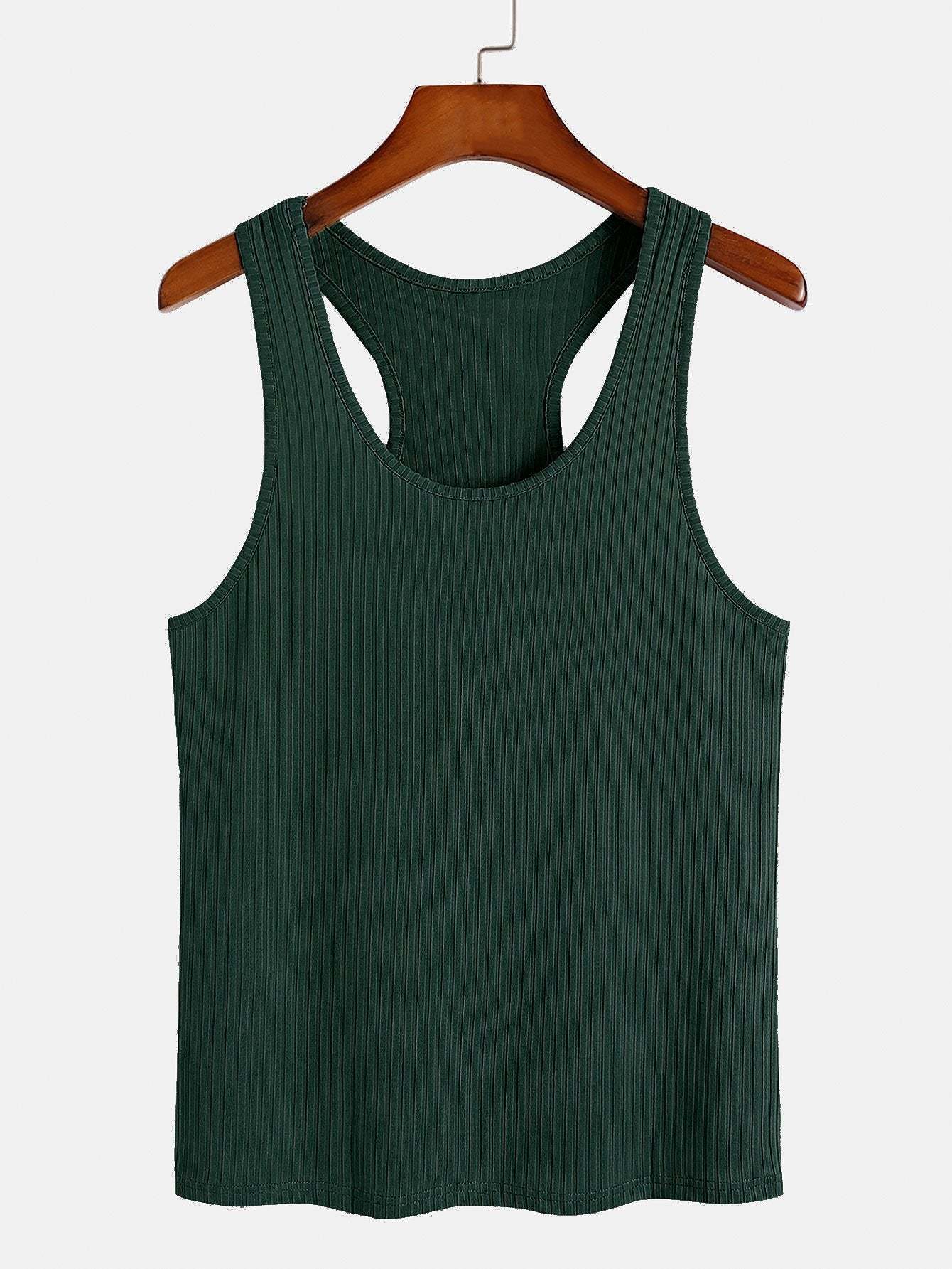 Basic Slim Ribbed Racer Back Tank-Mitchell Shoes