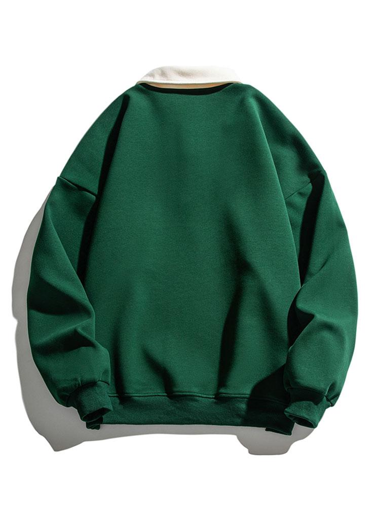 Relax Fit Contrast Polo Sweatshirt-Mitchell Shoes