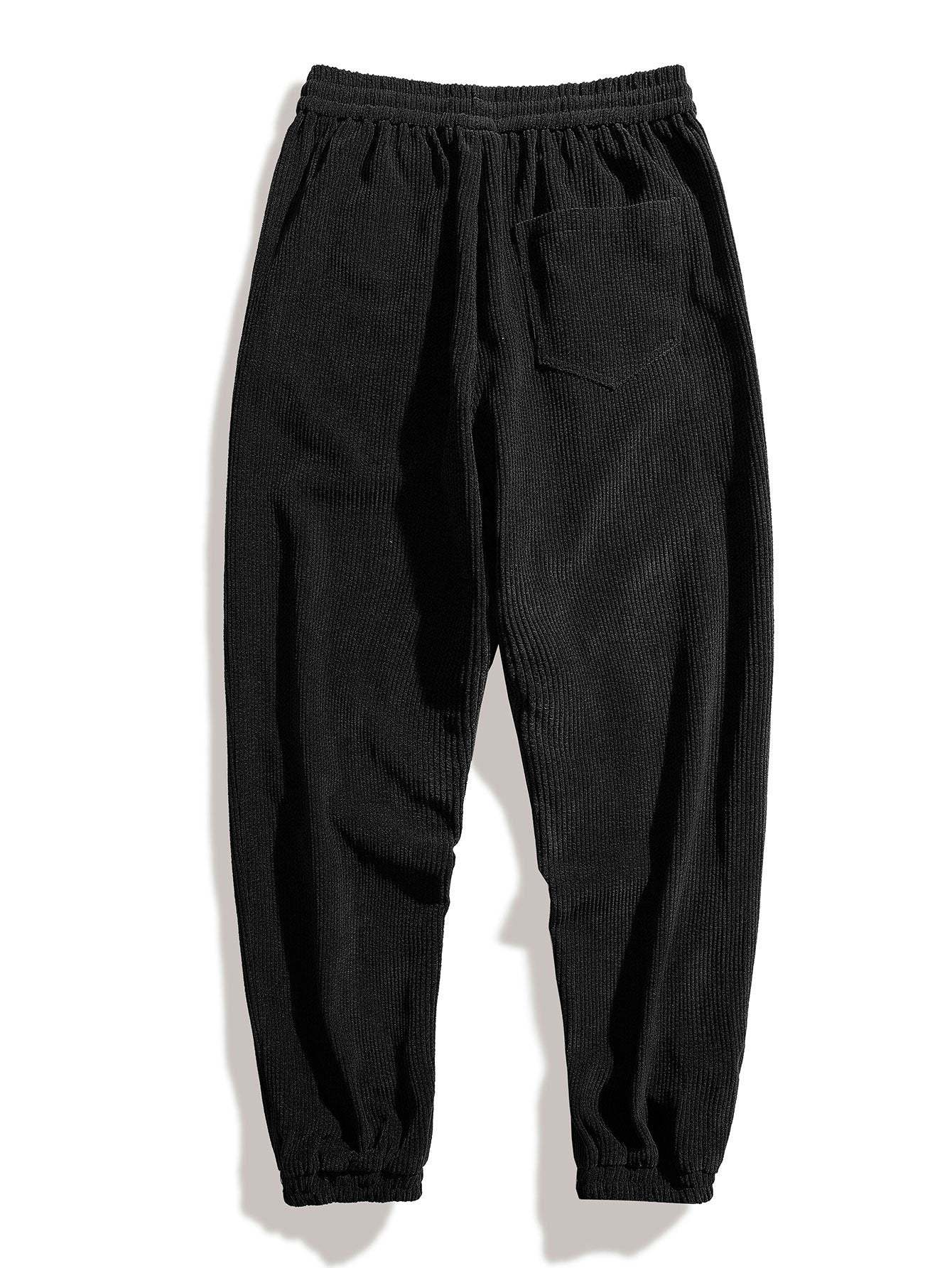Drawstring Corduroy Jogger Pants-Mitchell Shoes