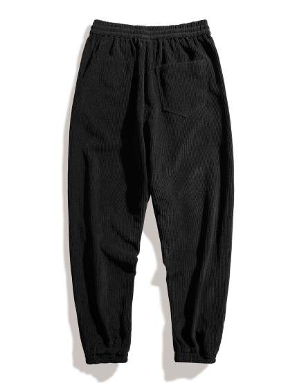 Drawstring Corduroy Jogger Pants-Mitchell Shoes